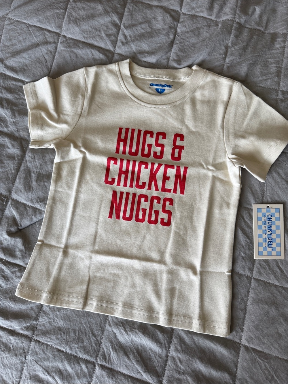 Kids' Cream Graphic Tee - Hugs & Chicken Nuggs
